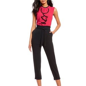 Calvin Klein Sleeveless Piped Ruffle Front Top